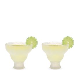 HOST Freeze Plastic Stemless Double Walled Insulated Margarita Glasses,  Green 