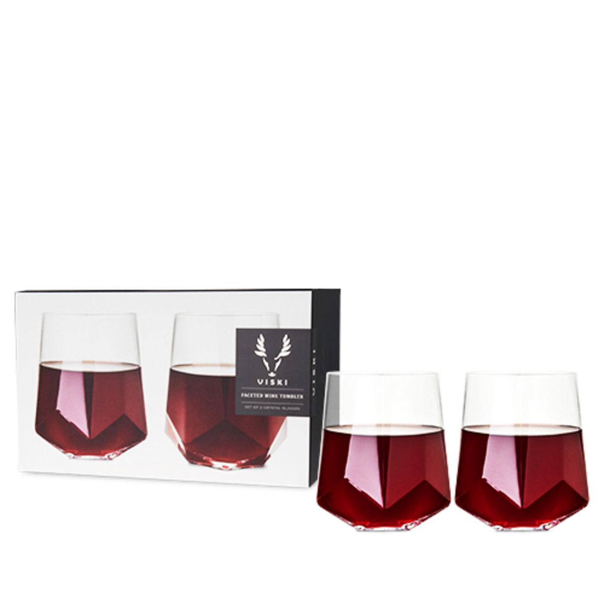 Gunmetal Stemless Wine Glasses by Viski, Set of 2 - Drinkware
