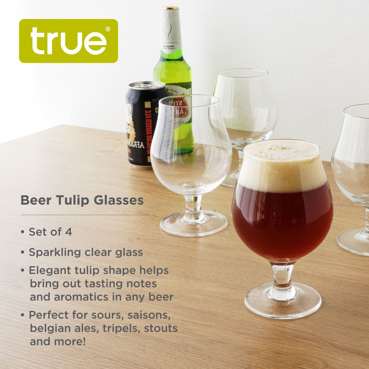 True Beer Tulip Glasses Craft Beer Cups Set Dishwasher Safe