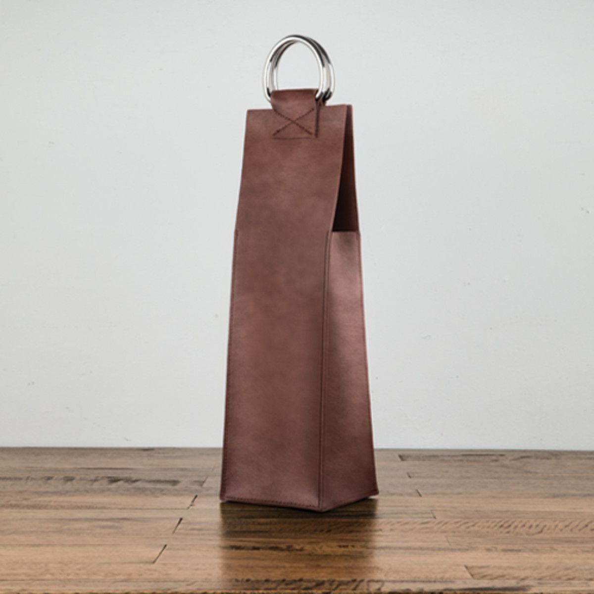 Vintage Hazel USA Brown Faux Leather Thermos Bag / Wine Bottle Tote