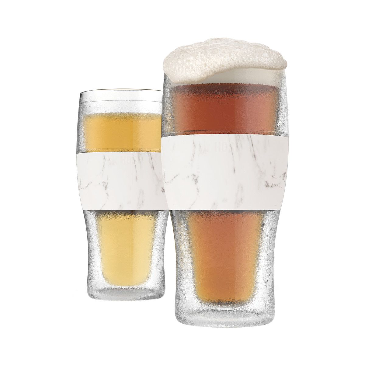 Host Freeze Beer Glasses, 16 ounce Freezer Gel Chiller Double Wall Plastic  Froze