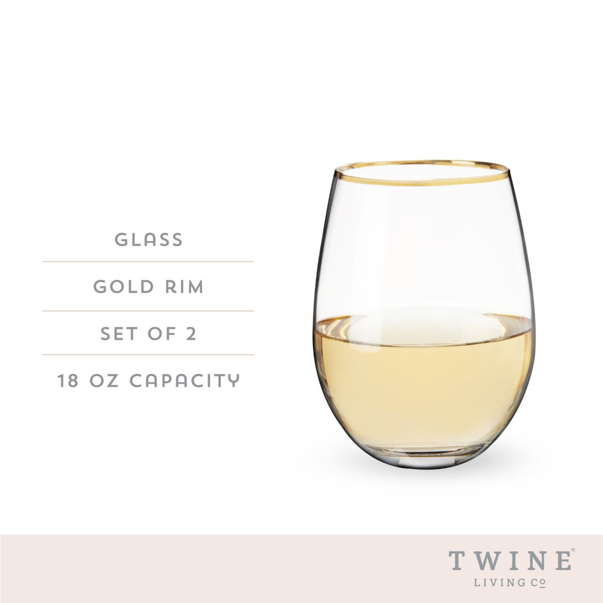  Twine Gilded Tumblers, Gold Rimmed Clear Cocktail