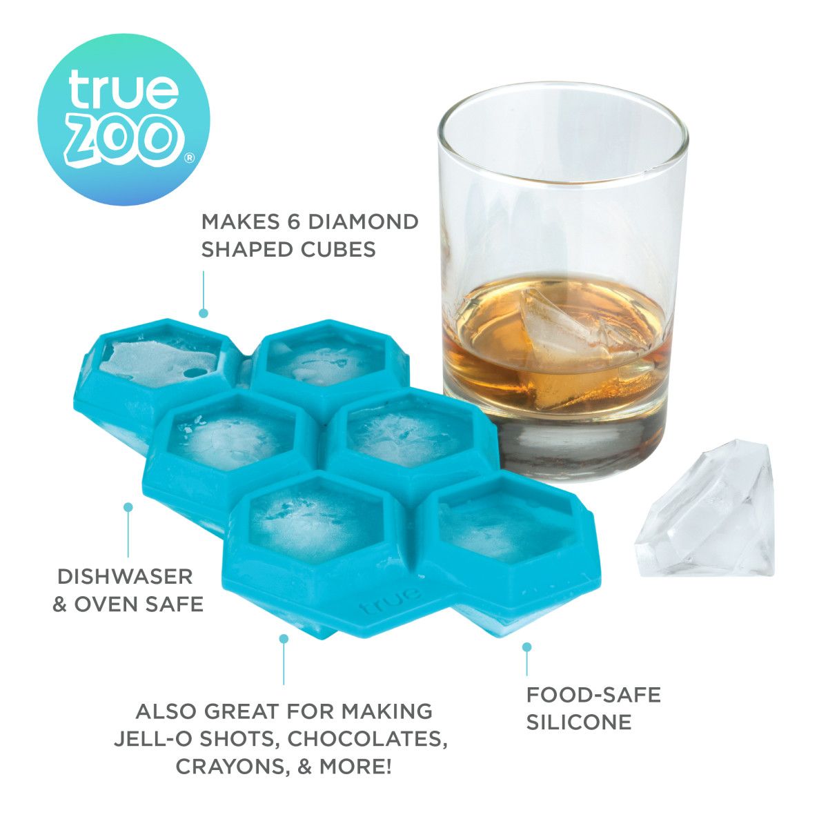 True Zoo Baseball Ice Mold, Silicone Ice Sphere Mold, Novelty Ice Maker,  Set of 1, White, Dishwasher Safe, Ice Cube Tray