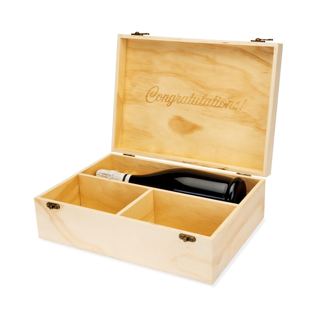 Twine Celebrate Wood Champagne Box with Set of Flutes