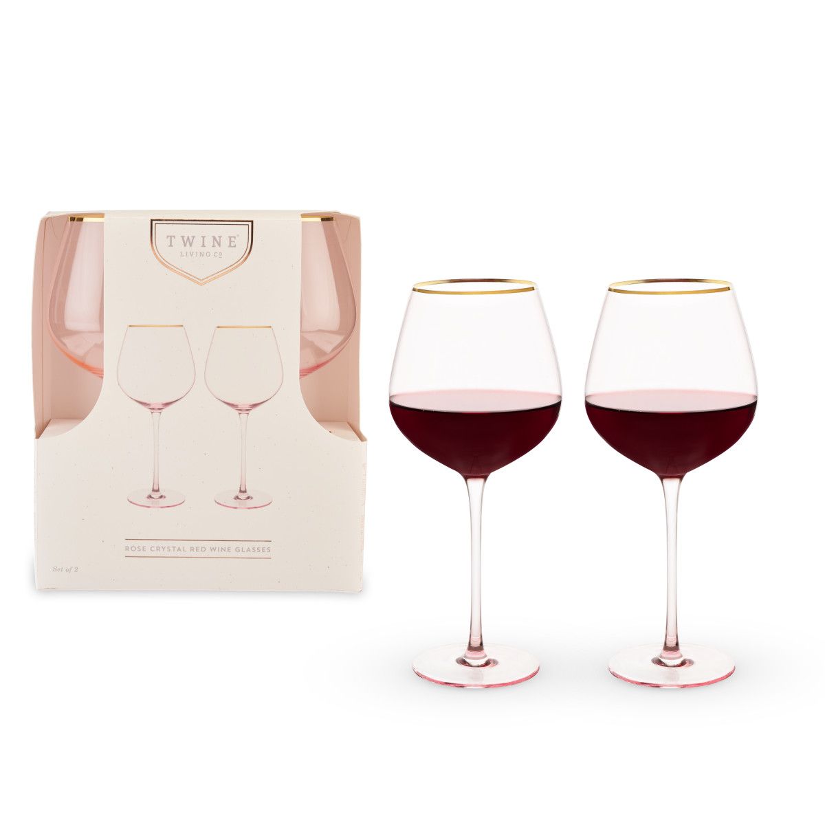 Twine Rose Crystal Red Wine Glass Set