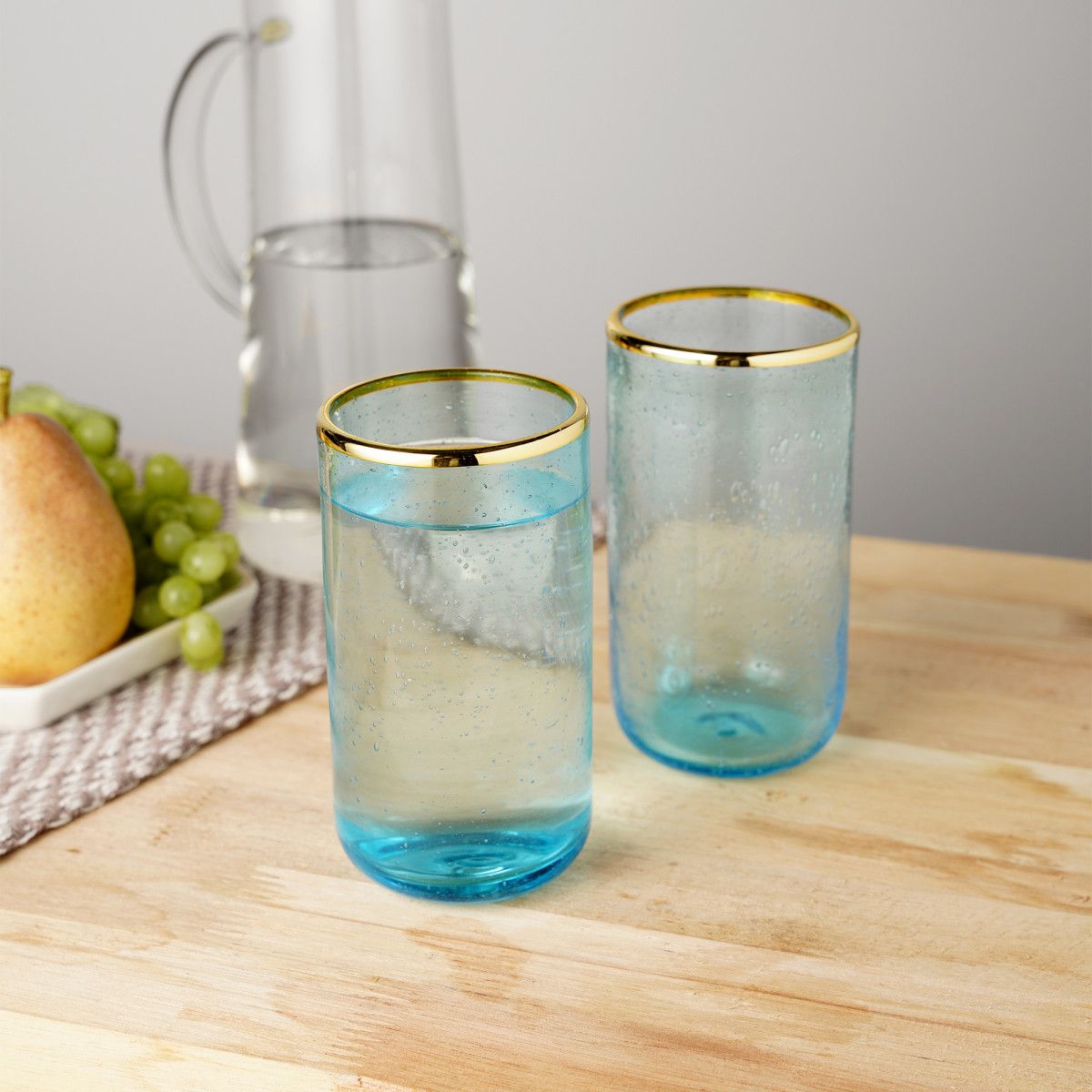 Aqua Bubble Glass Tumbler Set by Twine - The Best Wine Store