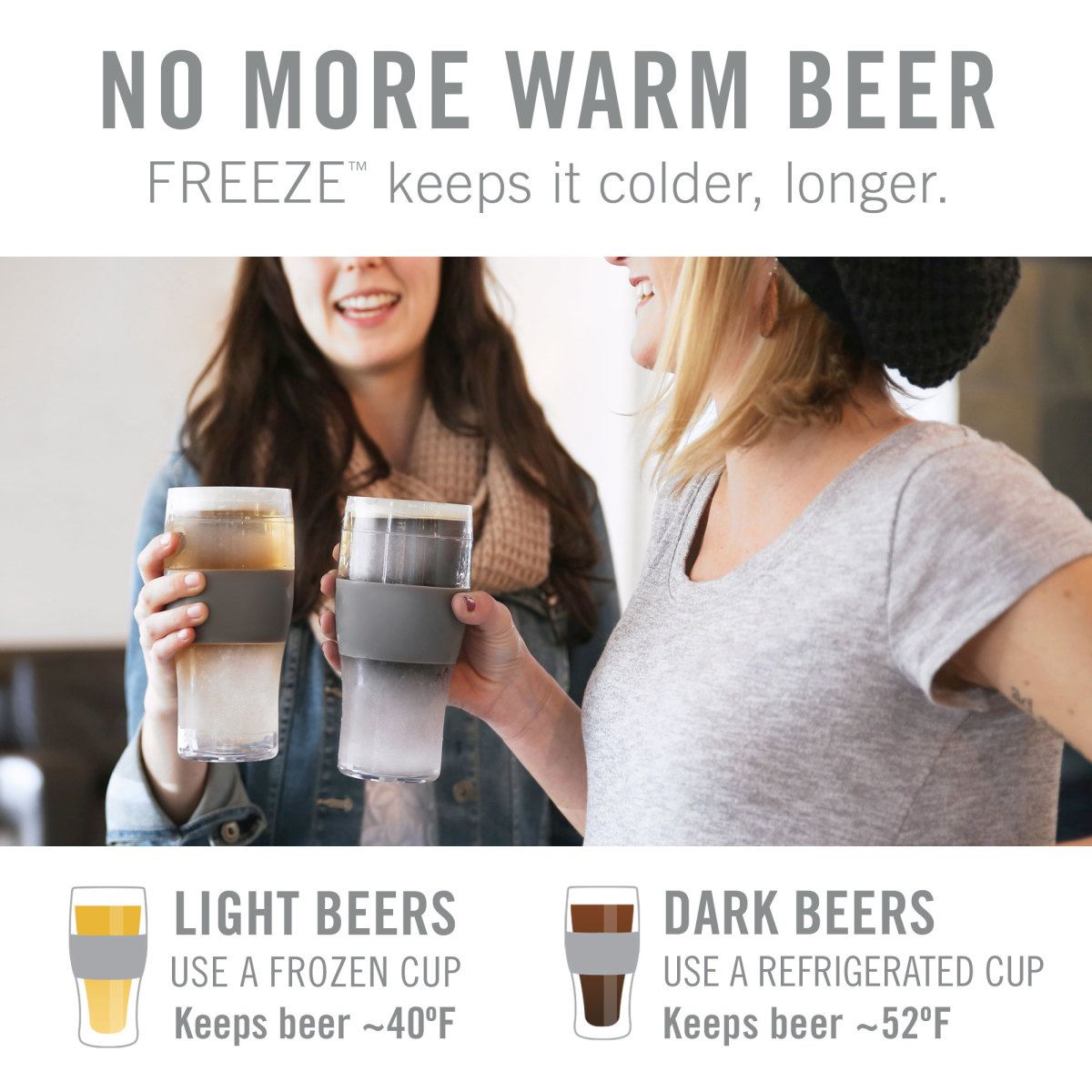Host Freeze Beer Glass, Freezer Gel Chiller Double Wall Plastic