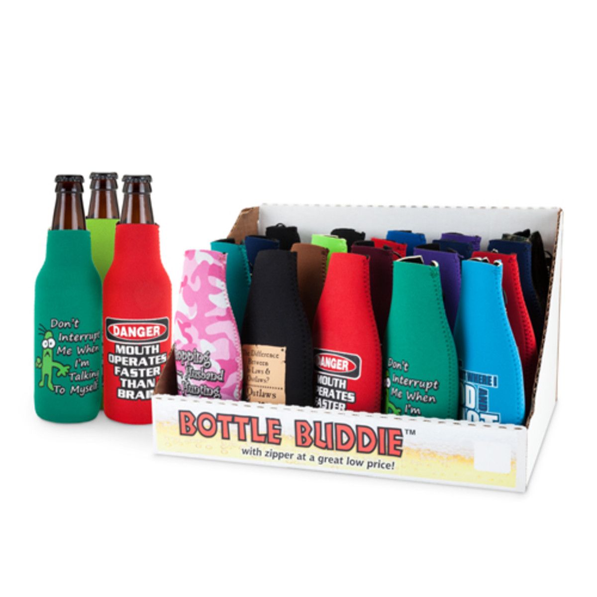 Insulated Beer Bottle Sleeves Coozie Neoprene Coolers Bag Zipper Coozie  Holder(8 Colors)