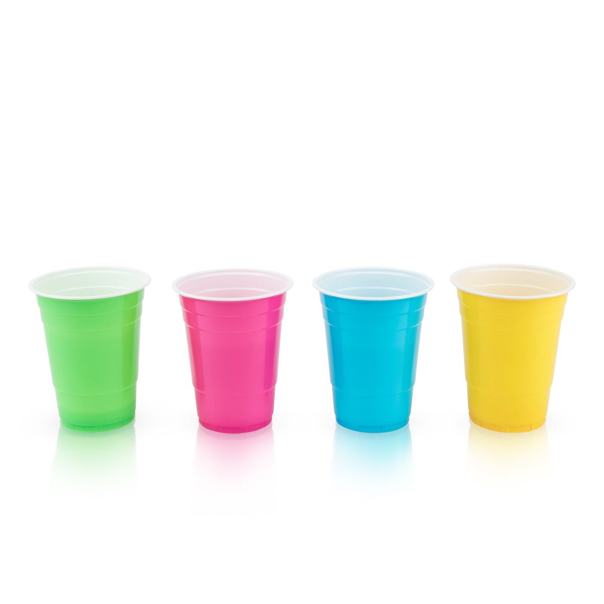 Blendin 4 Pack 16 Ounce Party Mugs Cups with Colored Lip Rings