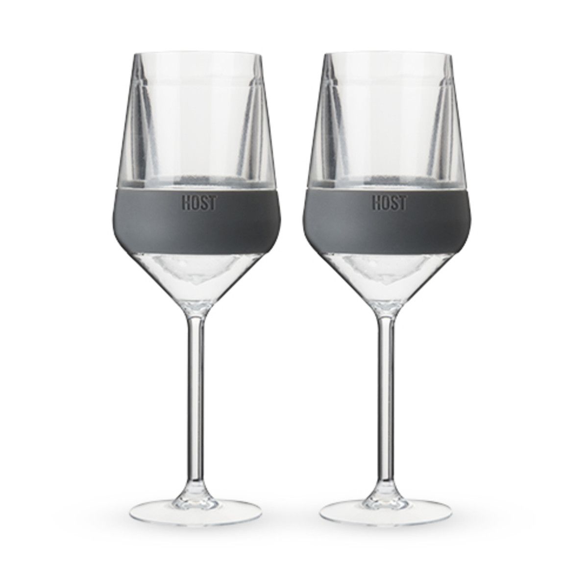 Host Wine Freeze Double-Walled Stemmed Wine Glasses - Plastic Tumblers,  Gray 