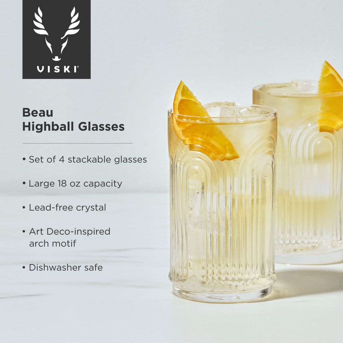 Yellow Faceted Stackable Drinking Glasses Set of 4