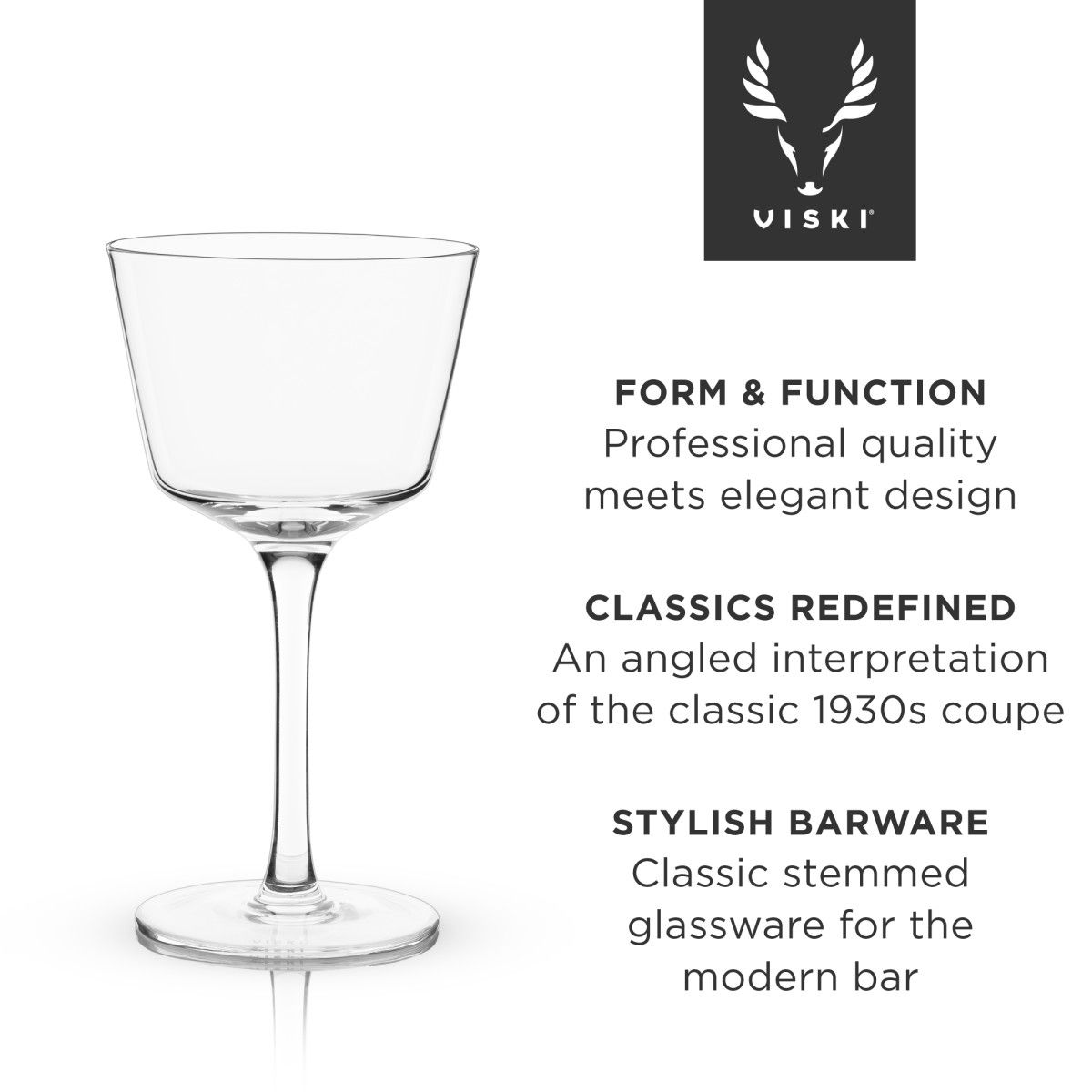 Viski Faceted Martini Glasses, Preium Crystaal Cocktail Coupe