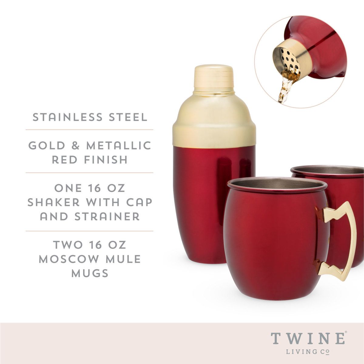 Twine Red Mule Mug & Cocktail Shaker Gift Set