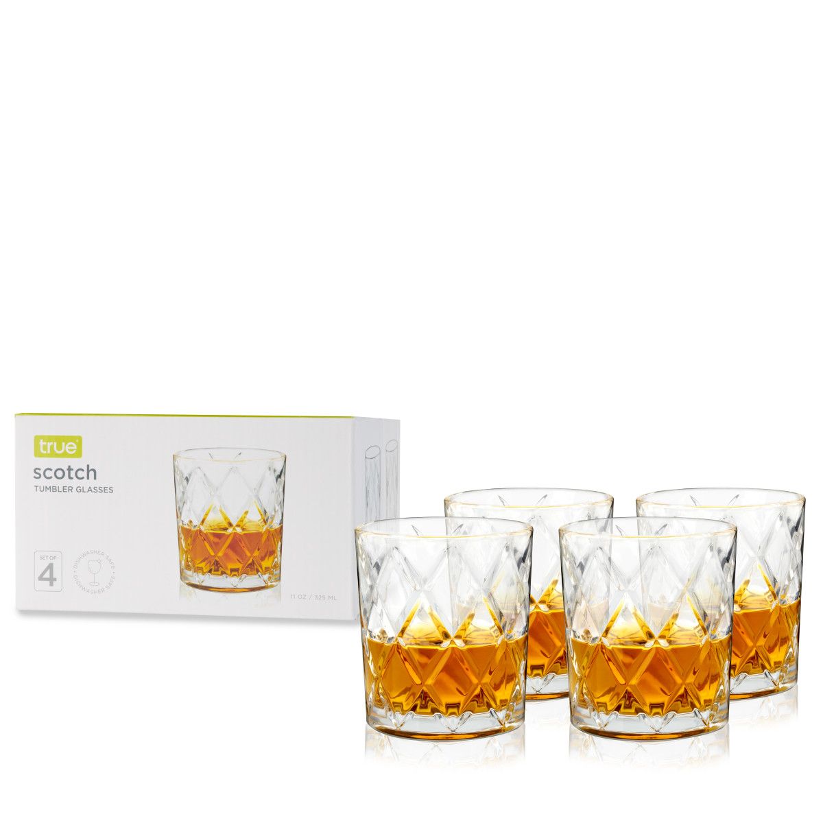 væv samling Betinget True Diamond Crystal Whiskey Tumblers Set of 2, Lead-Free Premium Crystal  Clear Glass, Striking Lowball Cocktail Glasses, Scotch Glass Gift Set, 11 oz