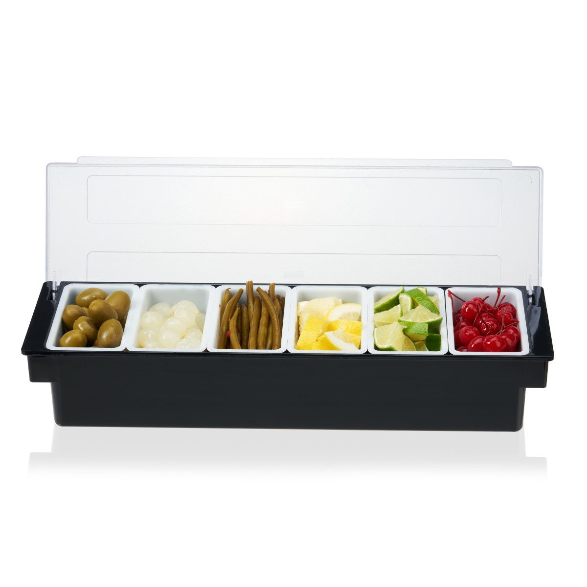 Bar Garnish Tray with Lid - Plastic - 4 Compartments