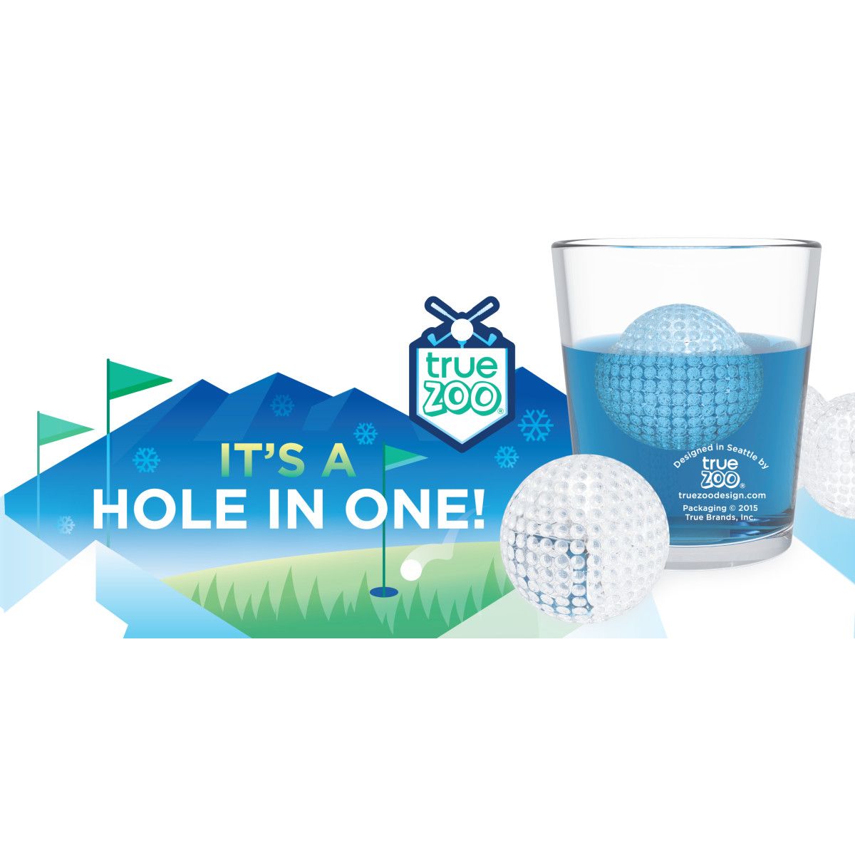 TrueZoo White Silicone Golf Ball Ice Mold Keep Your Drink Below