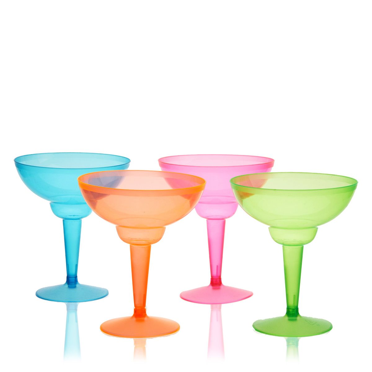 Set of 5 Margarita Cocktail Glasses Vibrant Assorted Color Glass