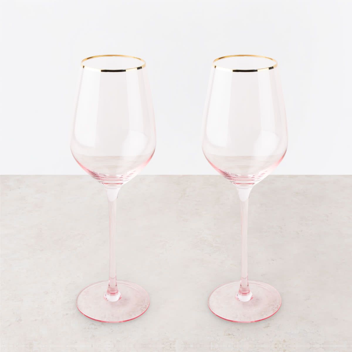 Twine Rose Crystal Stemless Wine Glass Set