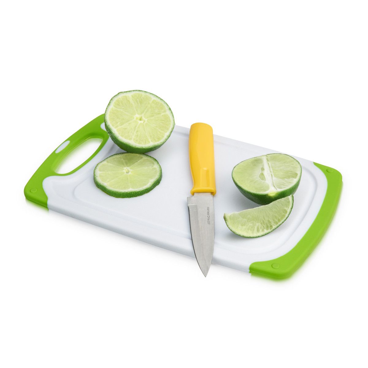Cheap Set Of 4 Knives + Scissors + Matching Cutting Board- Khaki Green and  Assorted Yellow