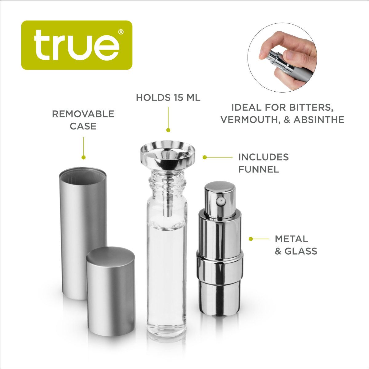 True Martini Atomizer Bar Mister with Refillable Canister and