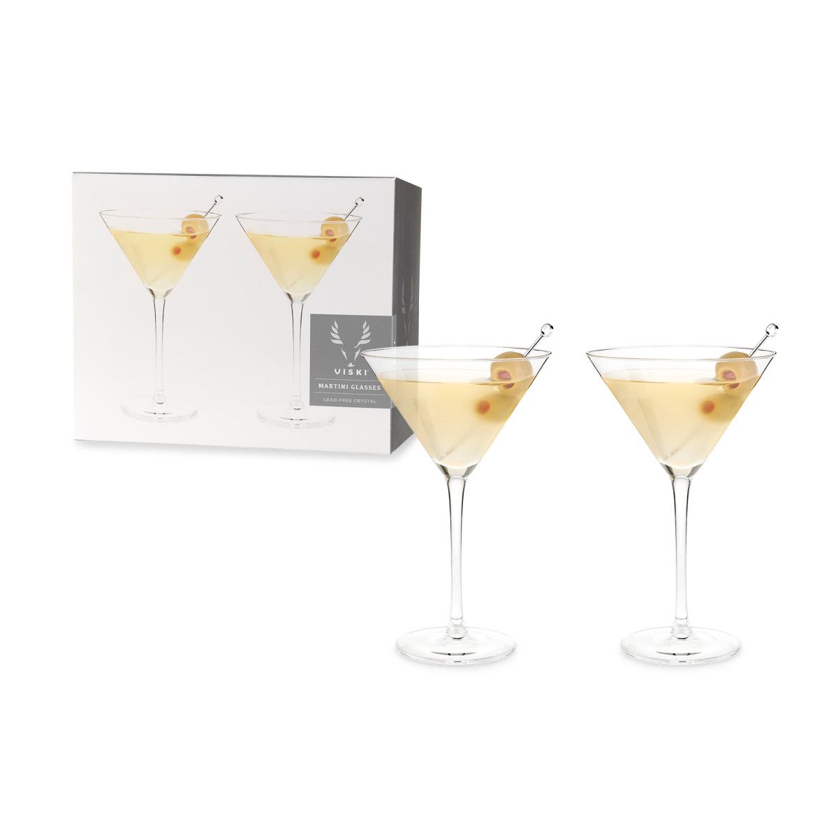 Viski Angled Martini Glasses, Preium Crystal Cocktail Coupe