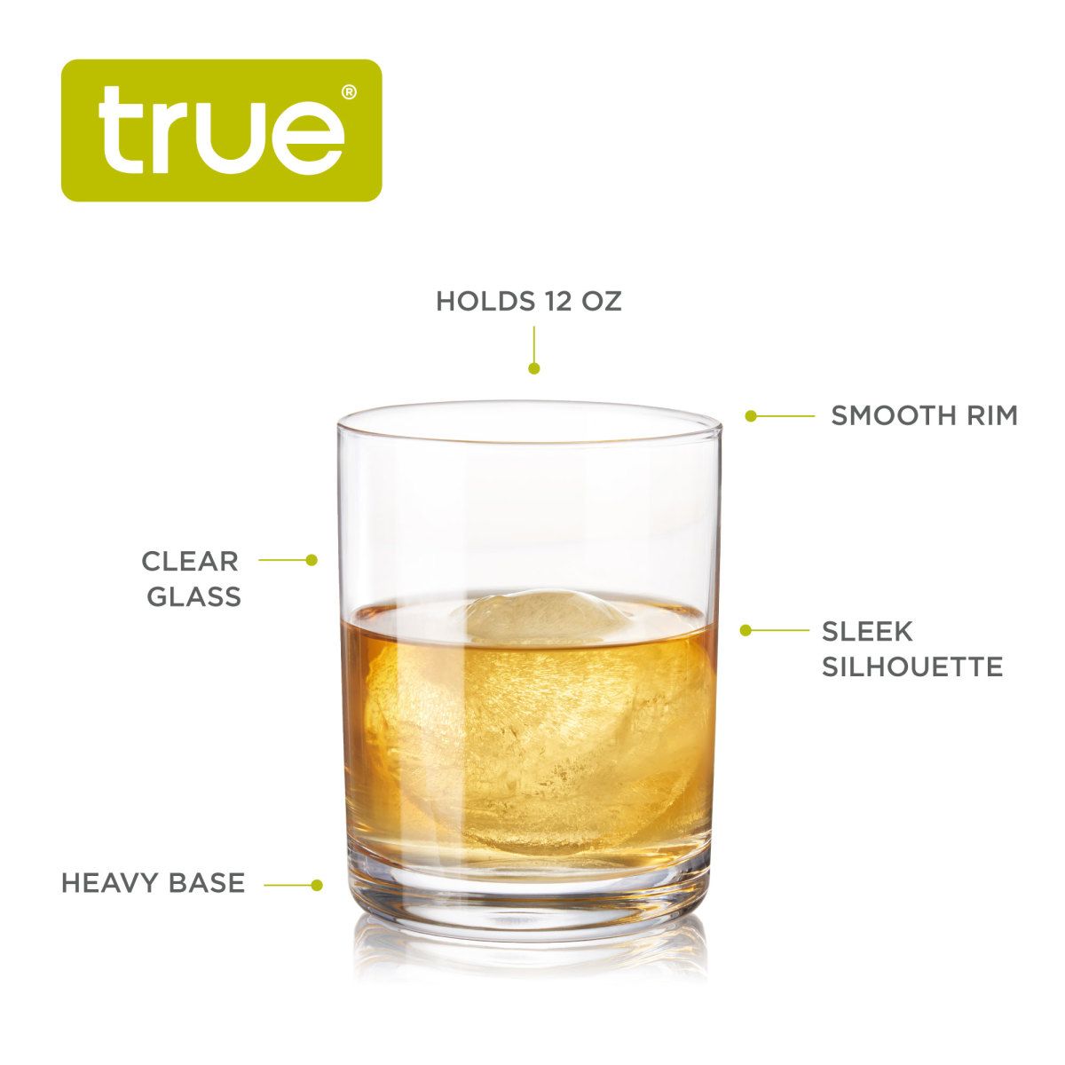 True Square Rocks Glass, by True, 1 Set