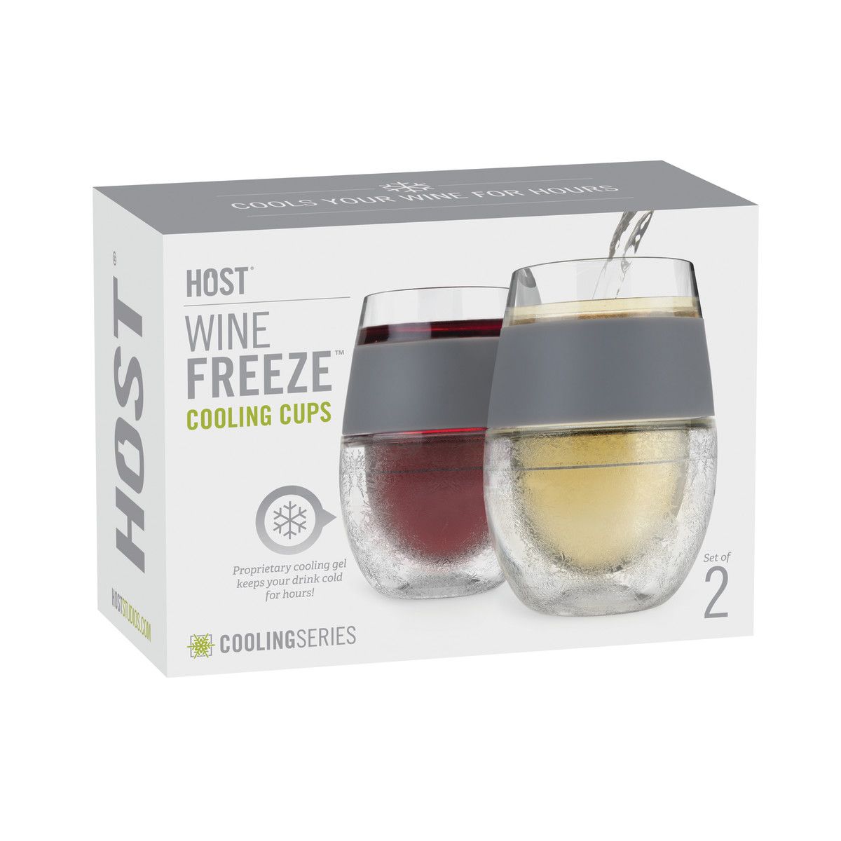 Host Cooling Cup Plastic Double Wall Insulated Freezable Drink Chilling  Tumbler With Freezing Gel Wine Glasses For Red And White Wine, 8.5 Oz, Grey  Set Of 1, Drinkware