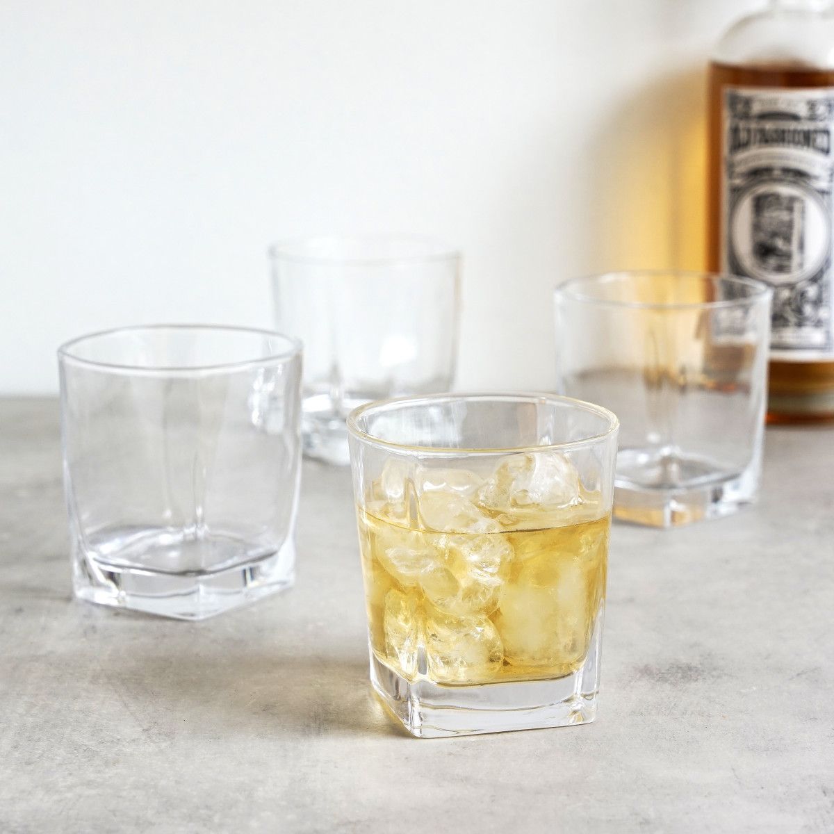 Square Drinking Whiskey Glasses Set of 4, Old Fashioned Glass Cup Bar Set,  Stemless Everyday Rocks W…See more Square Drinking Whiskey Glasses Set of