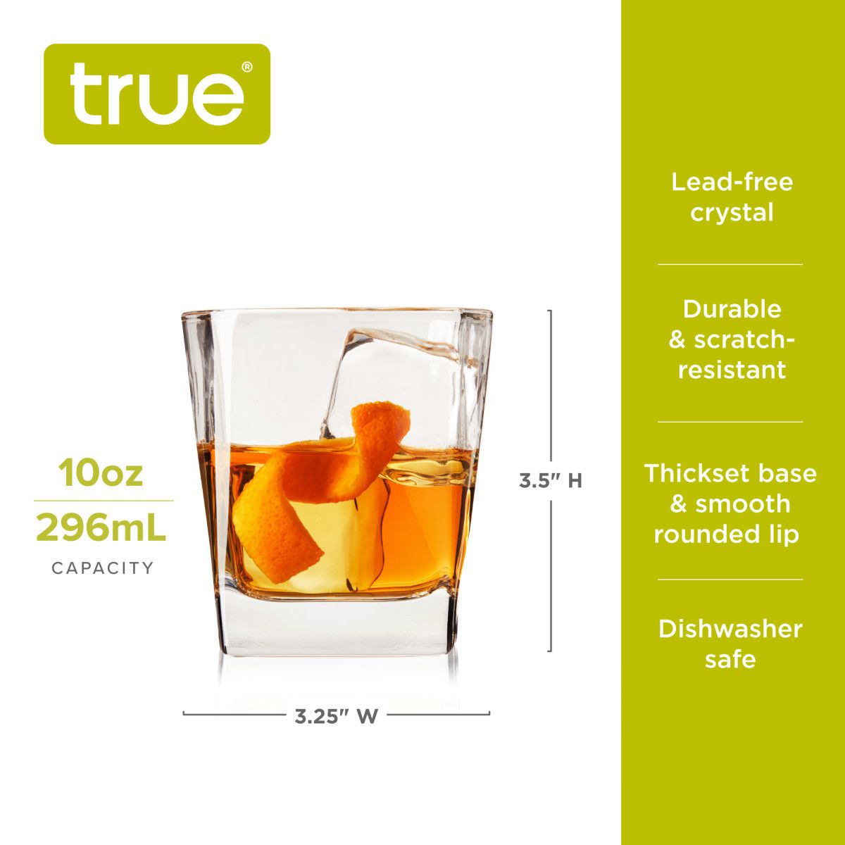le\'raze square drinking whiskey glasses set of 4, old fashioned glass cup  bar set, stemless everyday rocks whisky glass best present
