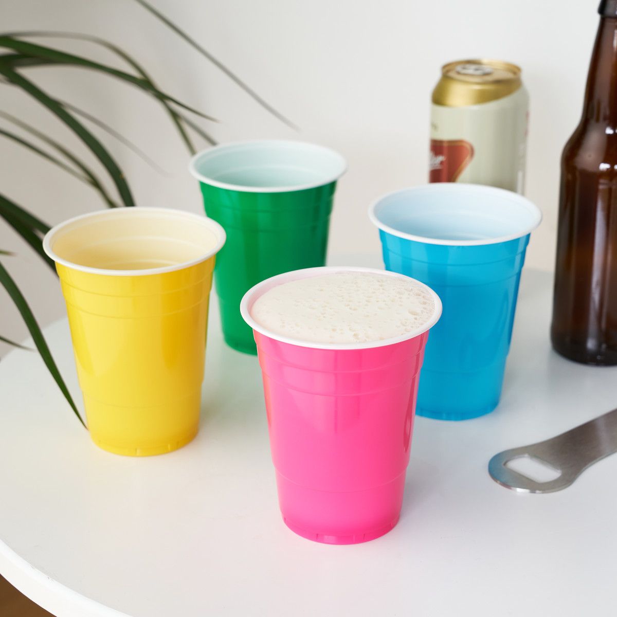 16 oz Disposable Cups 50 Pack Red Blue Yellow Green and Tableware Supplies  Black Plastic Cup