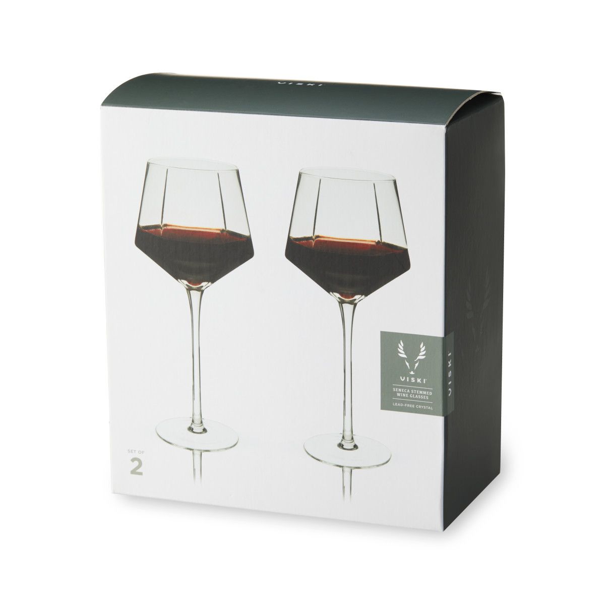 Viski Burgundy Set of 2 Crystal Glasses