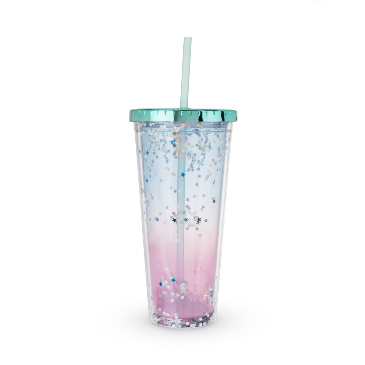 Blush glam Double Walled glitter Tumbler Reusable Travel, Plastic, Slim,  Iced coffee cup with Silicone Seal, Screw-On-Lid and St