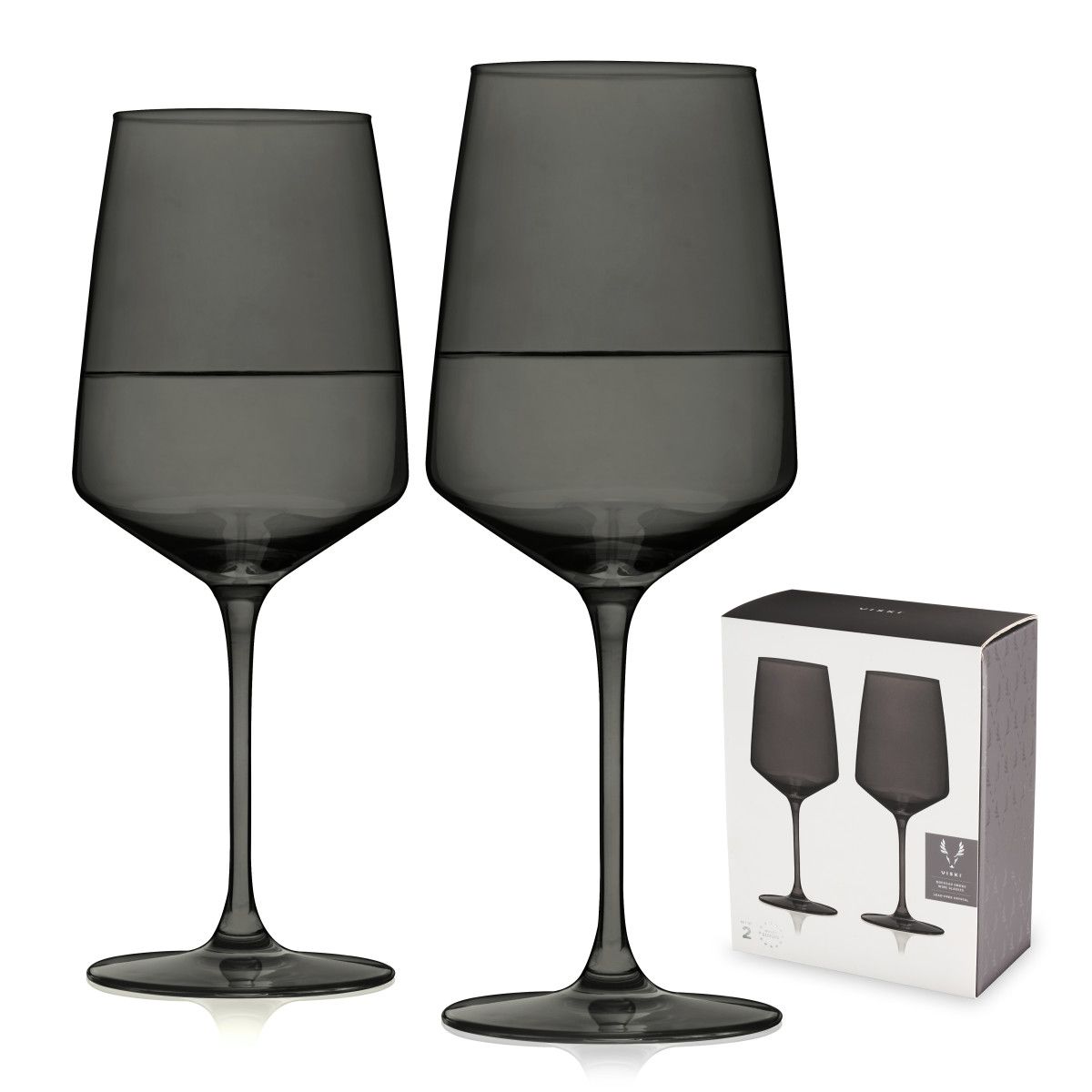 Viski Reserve Nouveau Smoke Colored Drinking Glasses - Crystal