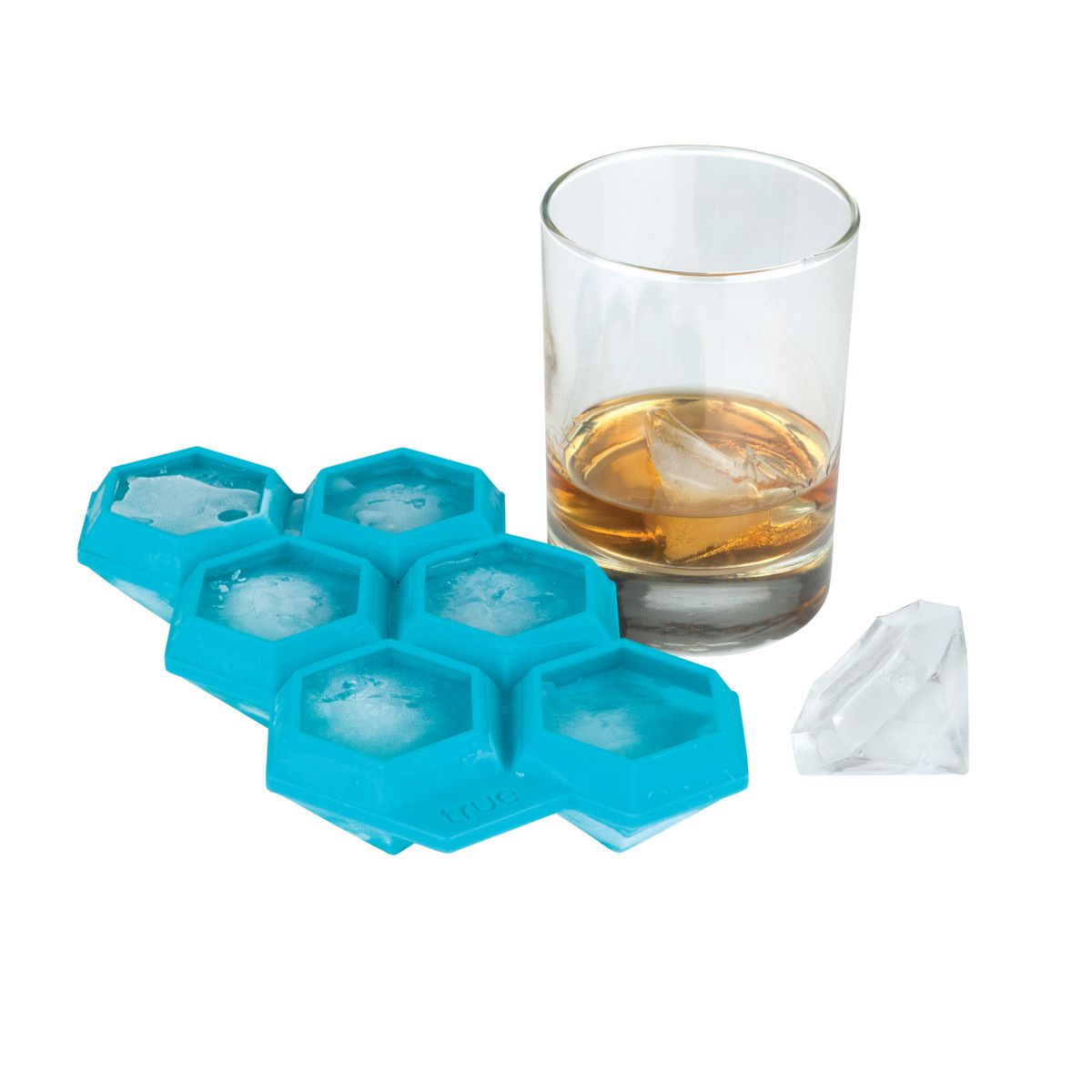True Zoo Diamond Silicone Mold and Ice Cube Tray for Whiskey, Bath Bombs,  Candy, Soap, and DIY Crafts, Dishwasher Safe, 1.75, Blue, Set of 1, Makes  6 Ice Cubes